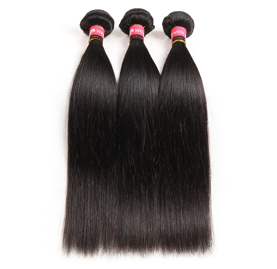 Западный поцелуй волос бразильские прямые волосы пучки натуральные человеческие волосы наращивание 10-30 дюймов можно купить 3/4 шт пучки