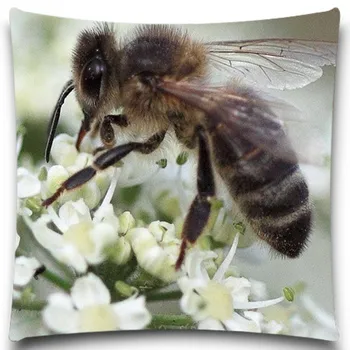 

Animal Bee purple white flower Cushion Covers insect yellow Green Square pillow case for Home car sofa Decor
