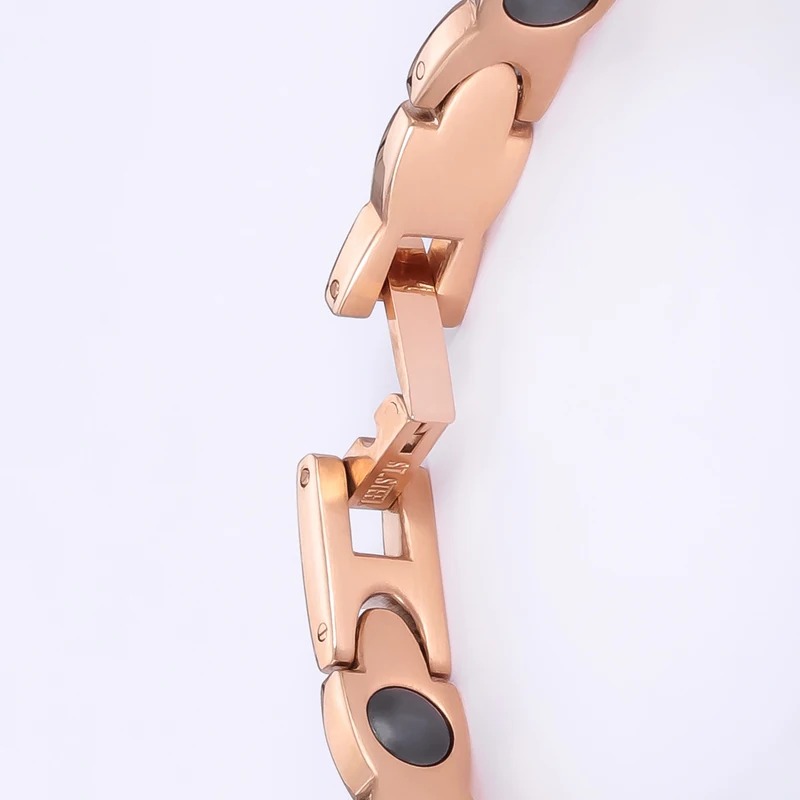 2019 fashion Girls jewelry female Charm Bangles CZ stone rose gold color 18.5cm magnetic bracelets for women (4)