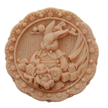 

Grainrain Easter Bunny White Flexible Round Craft Soap Molds Handmade Silicone Soap mould
