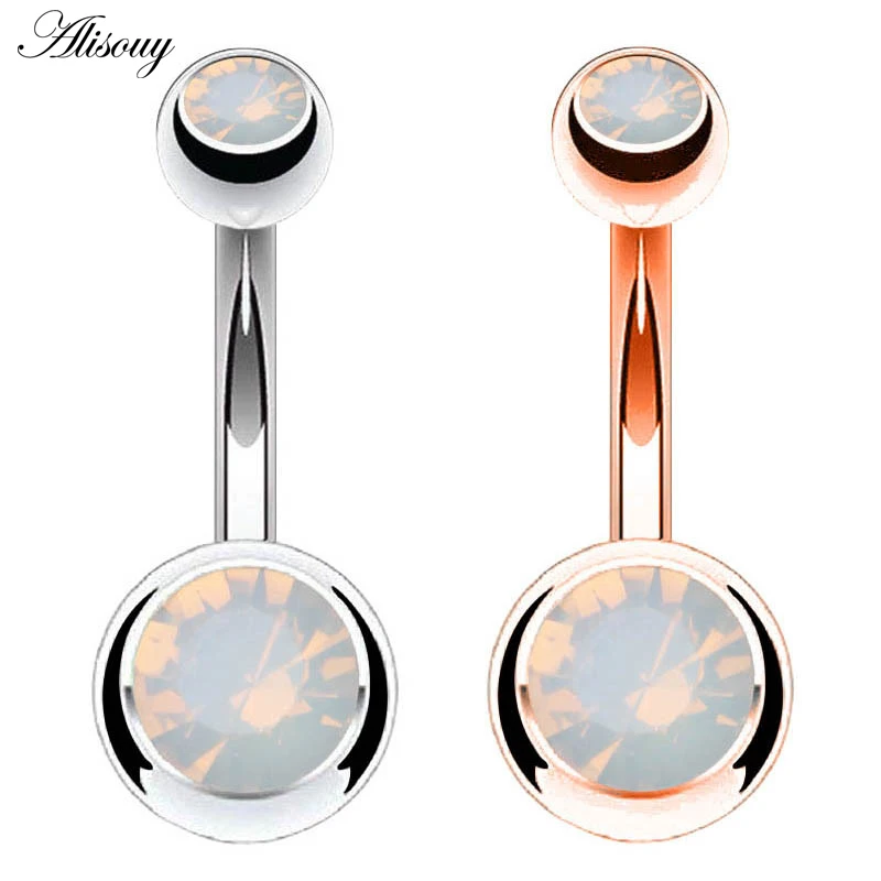 

Alisouy 1pc Zircon Style Crystal Body Jewelry Belly Button Ring Body Piercing Navel Piercing Silver Rose Gold Color Ombligo