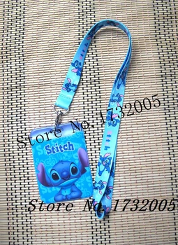 

10pcs stitch Credit Card Holders Bank Card Neck Strap Card Bus ID holders Identity badge with lanyard key chains