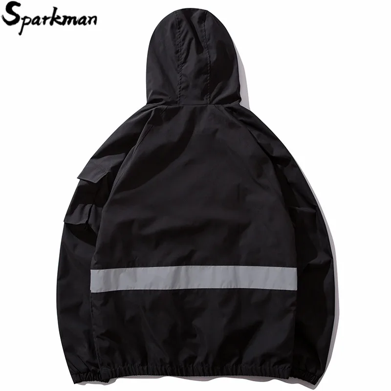 Harajuku 3M Reflective Jacket Men Hip Hop Streetwear Hooded Jacket Windbreaker Spring 2019 Color Block Track Jacket Coat Hoodie Harajuku 3M Reflective Jacket Men Hip Hop Streetwear Hooded Jacket Windbreaker Spring 2019 Color Block Track Jacket Coat Hoodie