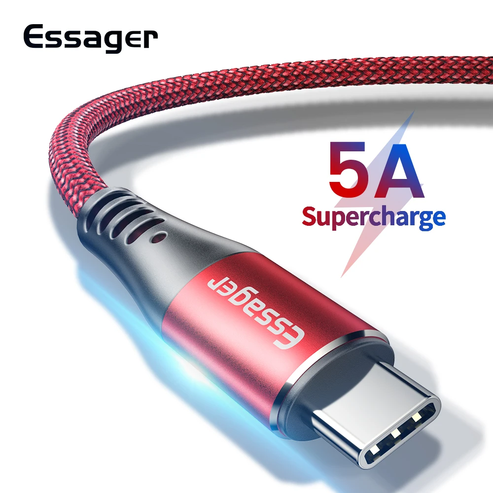 

Essager 5A USB Type C Cable For Huawei Mate 20 10 P30 P20 Pro Lite USBC Fast Charge Type-C Mobile Phone Cable USB-C Charger Cord