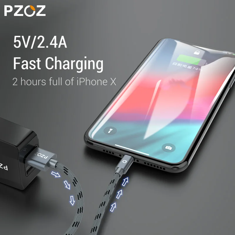 PZOZ كابل يو اس بي ل كابل iphone Xs ماكس Xr X 8 7 6 زائد 6 s 5 s زائد ipad mini شحن سريع كابلات الهاتف المحمول شاحن الحبل البيانات