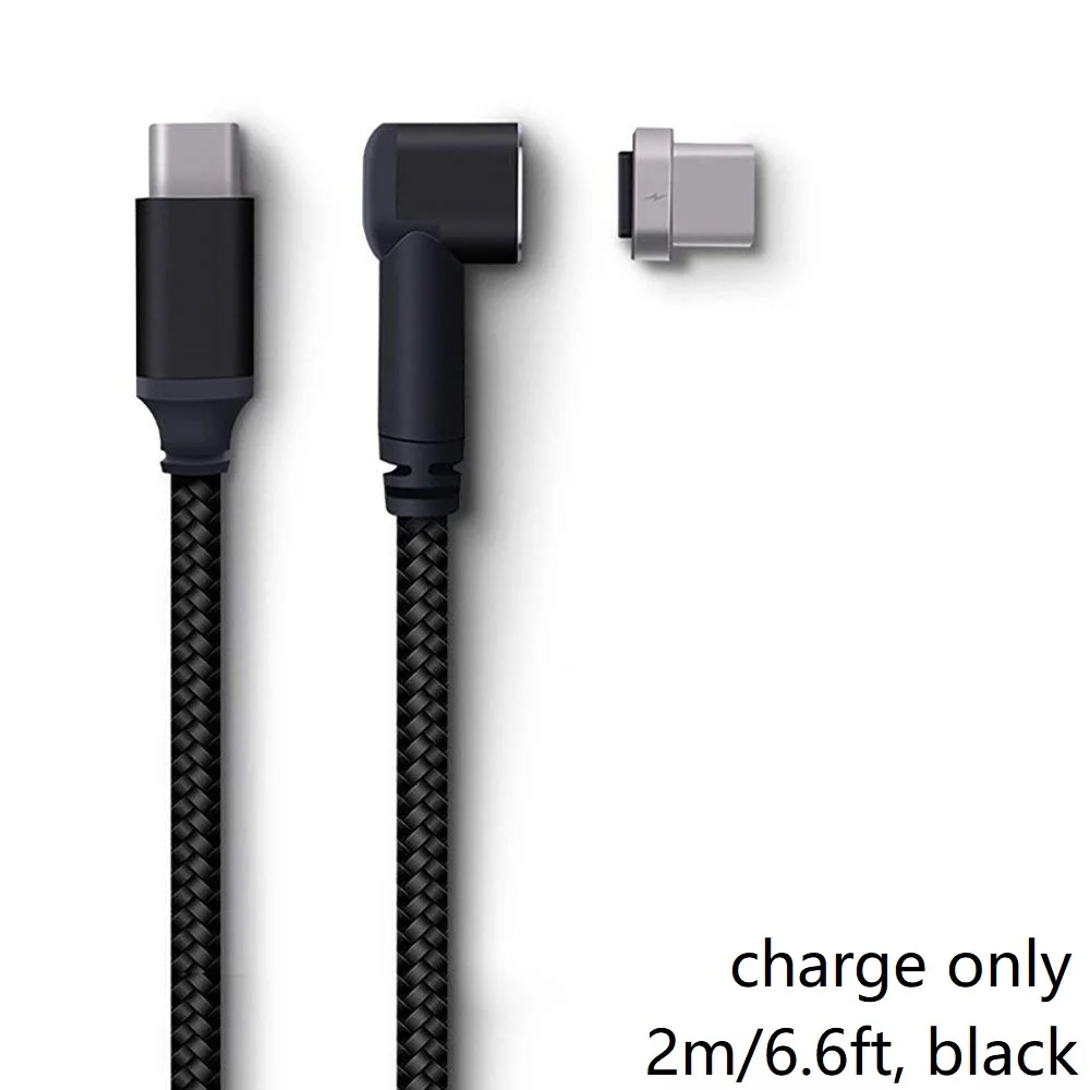 Магнитный адаптер USB C type-C на type-C PD 87W100W Быстрая зарядка L кабель для MacBook Pro, hp Spectre, lenovo Yoga, Dell XPS, MateBook - Цвет: 2m Black Cable