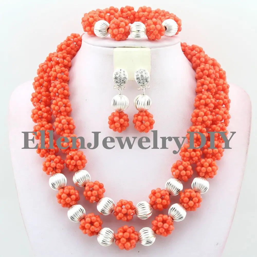 

2019 Perfect Design Nigerian Wedding party African Crystal Balls Jewelry Sets African Beads Jewelry Sets W9395