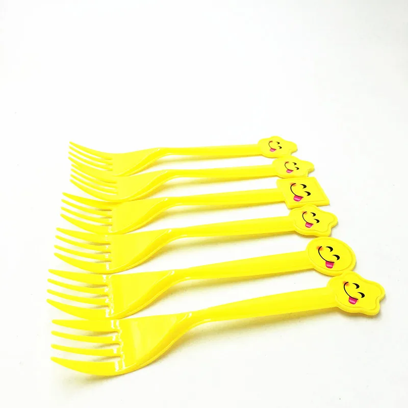 10PCS/LOT EMOJI PLASTIC FORKS BABY SHOWER FORKS EMOJI FORKS EMOJI