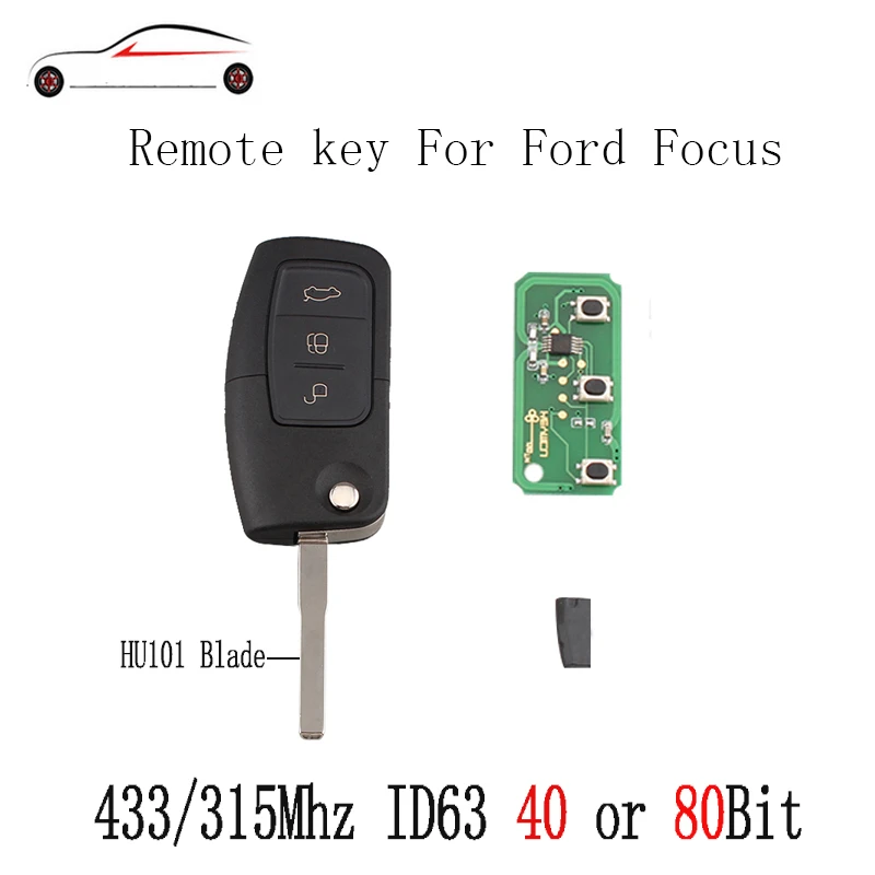 GORBIN 3 remoto clave para Ford Focus fusión Mondeo Galaxy Chip transpondedor 4D63 80Bit o 40Bit llaves originales|Llave coche| - AliExpress