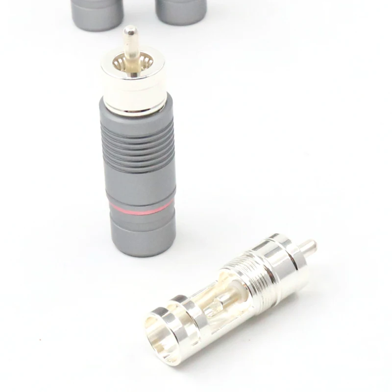 Conector de Áudio de Alta High Quality Prateado Rca Plug Fidelidade Male Adapter Conector 4 Pcs End Top - Image 4
