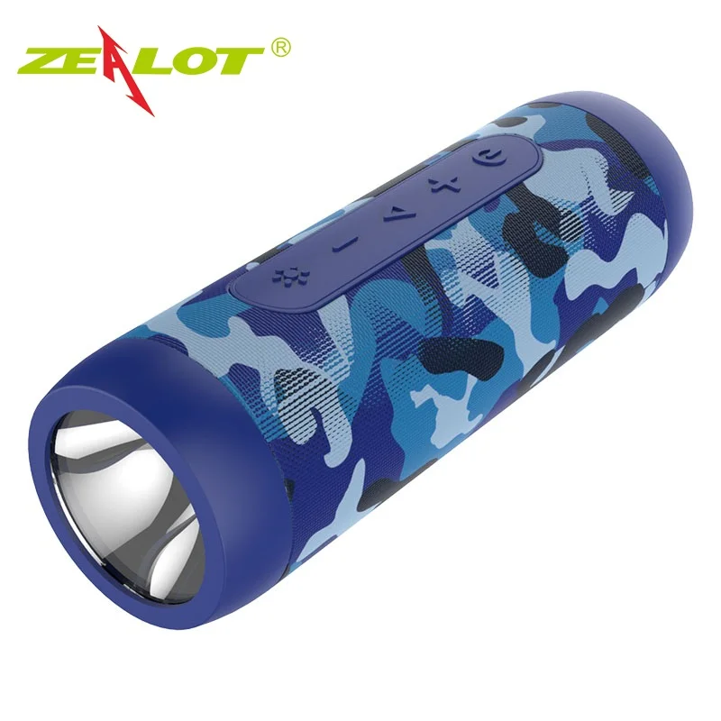 Zealot S22 портативный Bluetooth динамик открытый беспроводной динамик fm радио сабвуфер с фонариком+ банк питания, поддержка TF карты