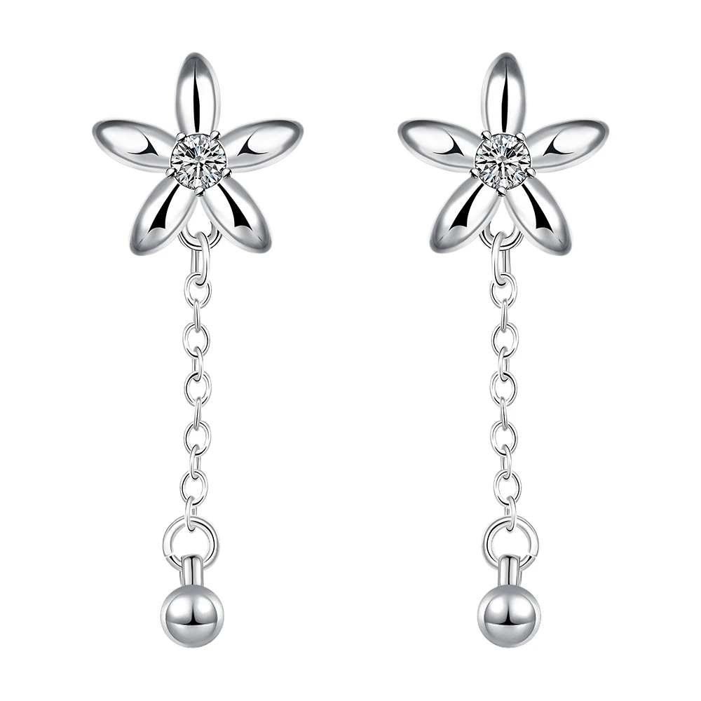 Buy Silver N White Jhumka Earrings