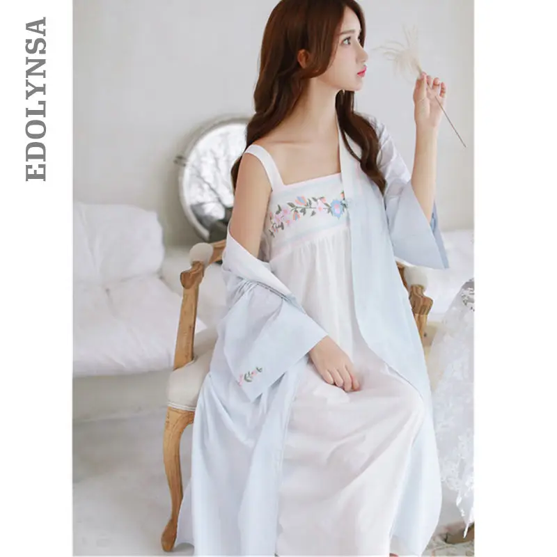 Два 2 шт.; одежда для сна; халат; платье комплект передний открытый розовый кимоно с вышивкой, Детское Белье для сна размера плюс ночная рубашка Комплект пеньюар T204