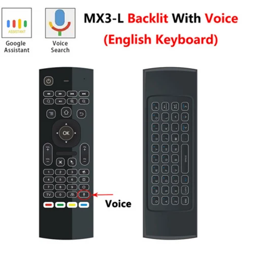 MX3 MX3-L с подсветкой Air mouse T3 умный голосовой пульт дистанционного управления 2,4G RF Беспроводная клавиатура для X96 mini KM9 A95X H96 MAX Android tv Box - Цвет: EN mic with backlit