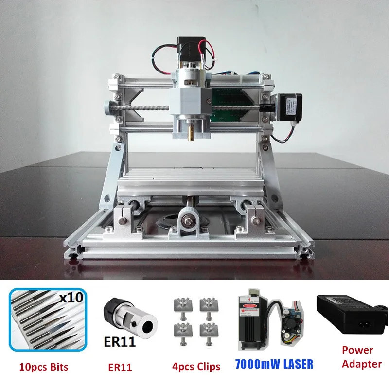 Лазерный гравировальный станок CNC1610 маршрутизатор лазерный гравер GRBL DIY хобби машина 110 В 220 В для дерева PCB ПВХ мини-фрезерный станок с ЧПУ стол - Цвет: Add 7000mW Laser