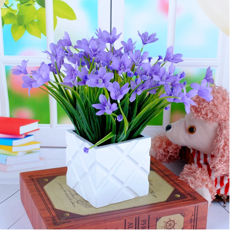 

1Pcs Simulation Orchid Potted Artificial Flowers Plant Plastic Photo Props Fake Flower Home Decoration