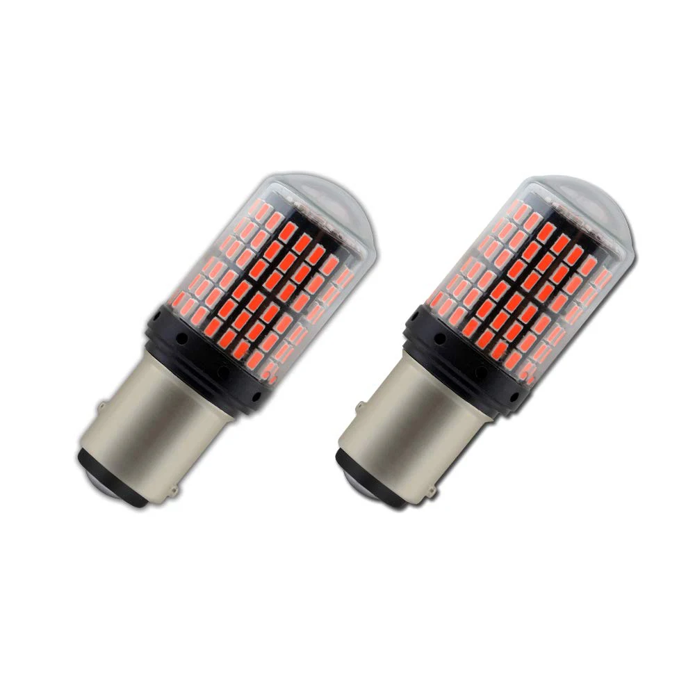 2Pcs Car led Light 3014 144SMD Amber Auto Brake Lights Turn Signal Bulb Error Free P21W BAY15D 1157 | Автомобили и мотоциклы