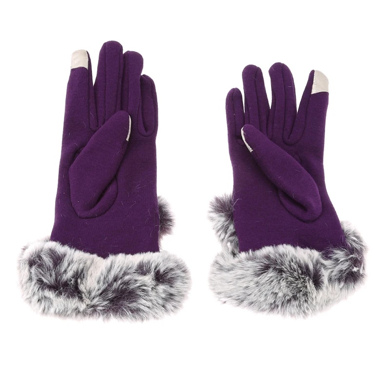 Модные женские туфли Функция касания экрана перчатки зимние теплые женские перчатки для вождения из мягкой Искусственный мех льняные перчатки рукавицы из кашемира