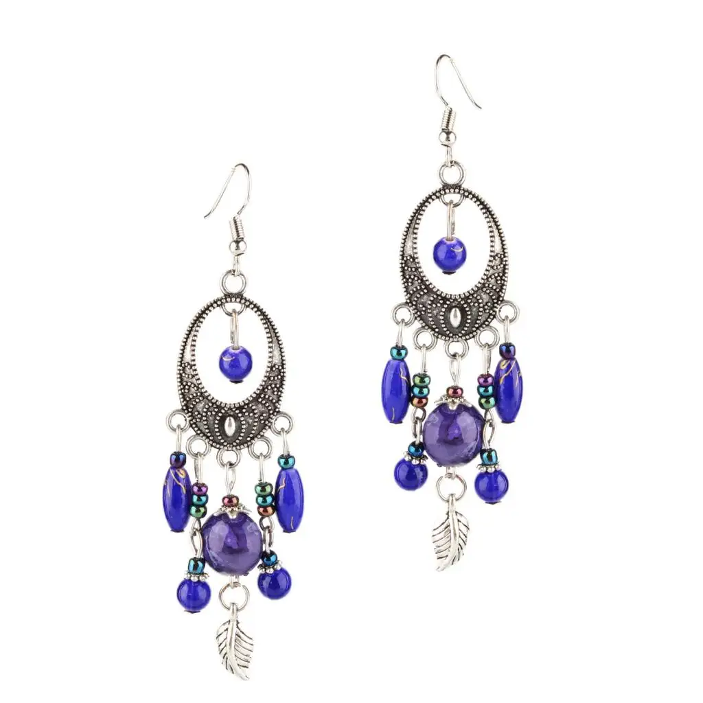 Fashion Bohemian Tassel Beads Fish Hook Drop Chandelier Tribe Earring Women Girls Ethnic Jewelry