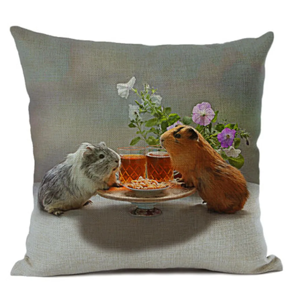 Наволочка для подушки с животными 45*45 см наволочка Hound Hedgehog Kitty Monkey изображением