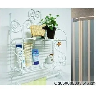 Wrought iron bathroom hanging rack Double towel rack shelf toilet Kitchen receive frame