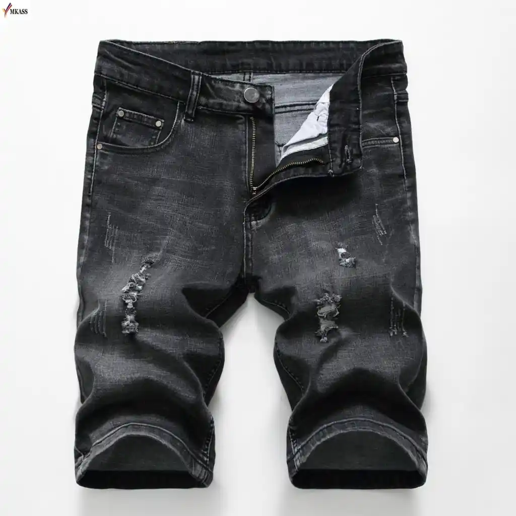black denim shorts mens ripped