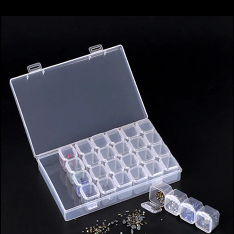 

1PC 28 Lattices Diamond Embroidery Accessories diamond painting Boxes Cross Stitch Cases Nail Art Storage Organizer Home Storage