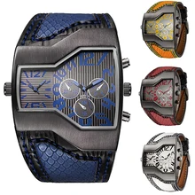 Men’s Fashion Military Double Movement Faux Leather Band Charming Wrist Watch