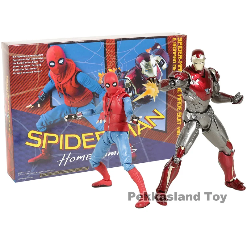 

SHF SHFiguarts Spiderman Home Made Suit Ver. & Iron Man MK 47 PVC Action Figure Collectible Model Toy