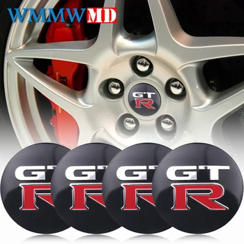 

4pcs 56MM Car Styling 3D GTR Logo Emblem Car tire Wheel Center Hub Cap Stickers for Nissan GTR Motor sports Decoration Decals
