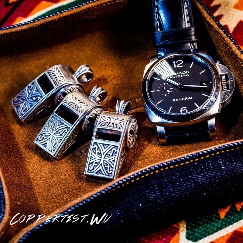 

coppertist.wu arabesquitic whistle silver keychain handmade key chain key HandBag Pendant Male Accessories