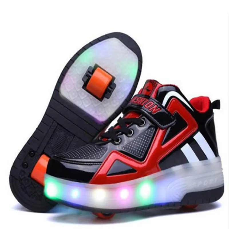 

14y Adult Kids Shoes Children Roller Shoes With LED Breathable Fashion Boys & Girls heelies Sneakers Sports Casual for Kids