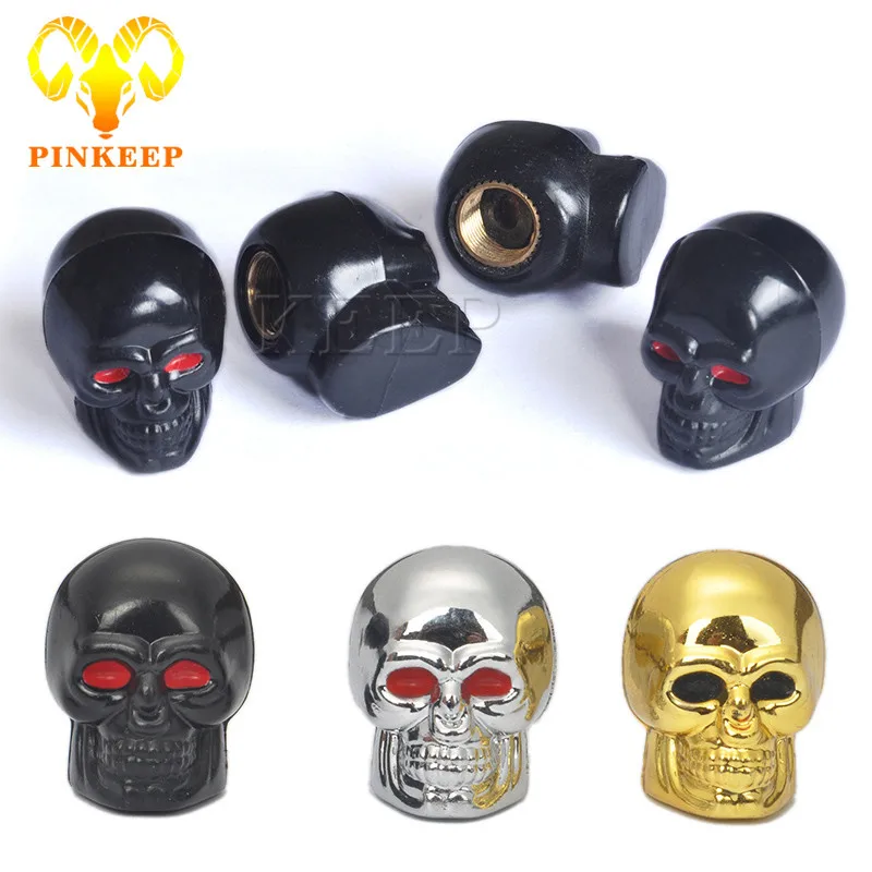 

4Pcs/lot Universal Skull Wheel Tire Rim Valve Caps Car Motorcycle Bicycle Tyre Air Stem Cap Dust Cover For BMW Audi Accessories