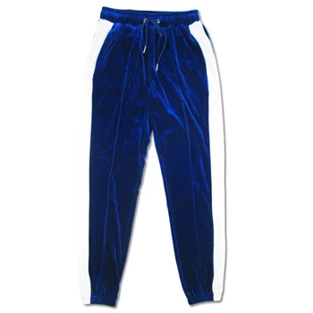 

high quality 2018 new velvet Long BLUE Pants Fashion street wear hip hop Joggers Track Pants Sportwear Casual Sweatpants