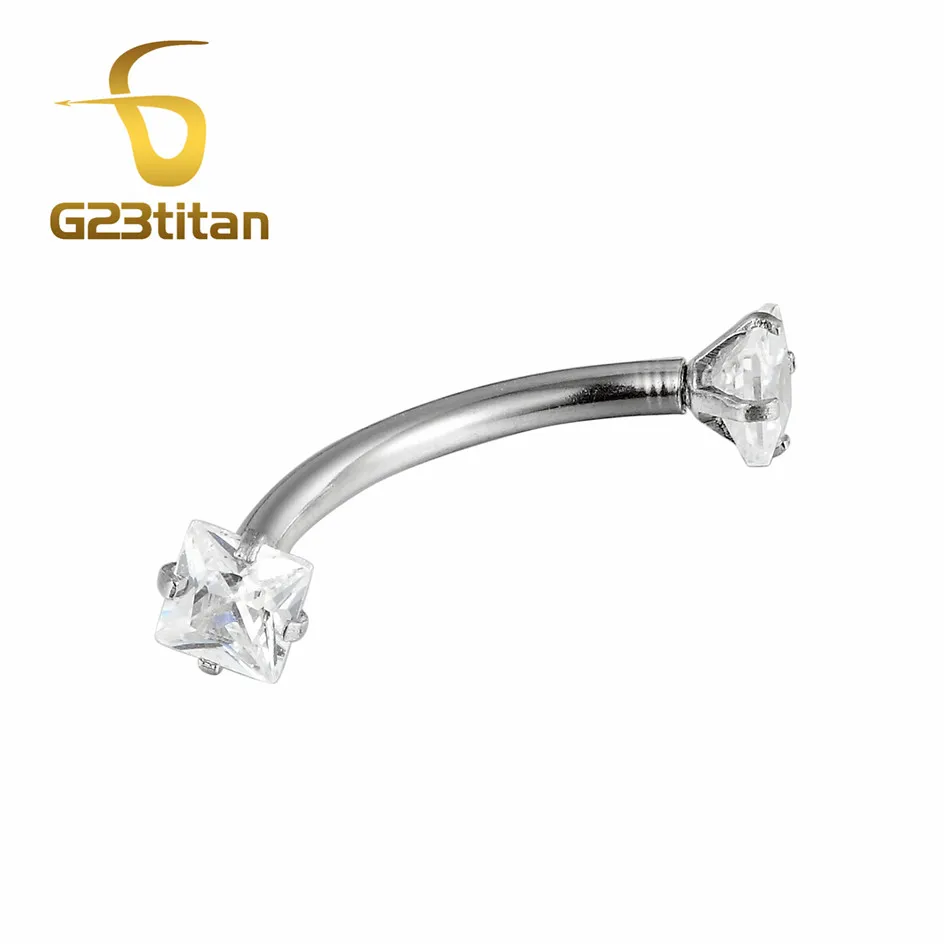 G23titan AAA квадратный Циркон 316L ювелирные изделия из нержавеющей стали с внутренней