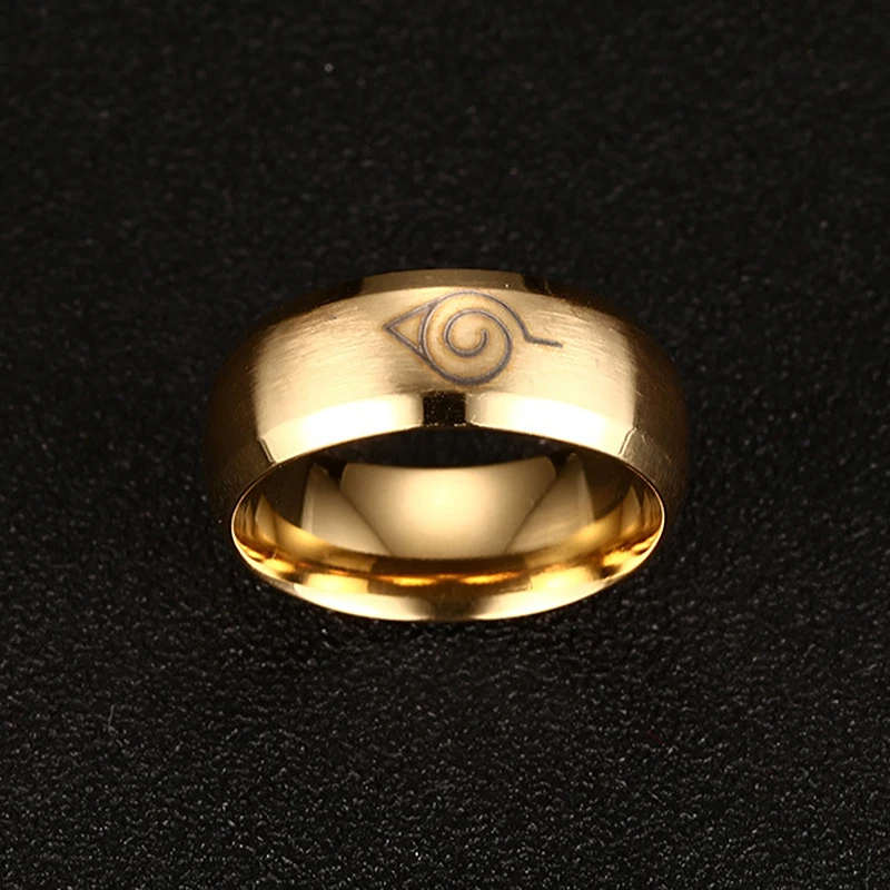Anime Naruto Ring Black Gold Color Stainless Steel Mens Ring Party Accessories Male Jewelry Boy Gift Usa Size
