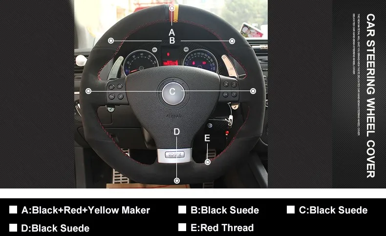 for VW Golf 5 GTI,Steering wheel cover for VW Golf 5 GTI,for VW Golf 5 GTI car steering wheel cover