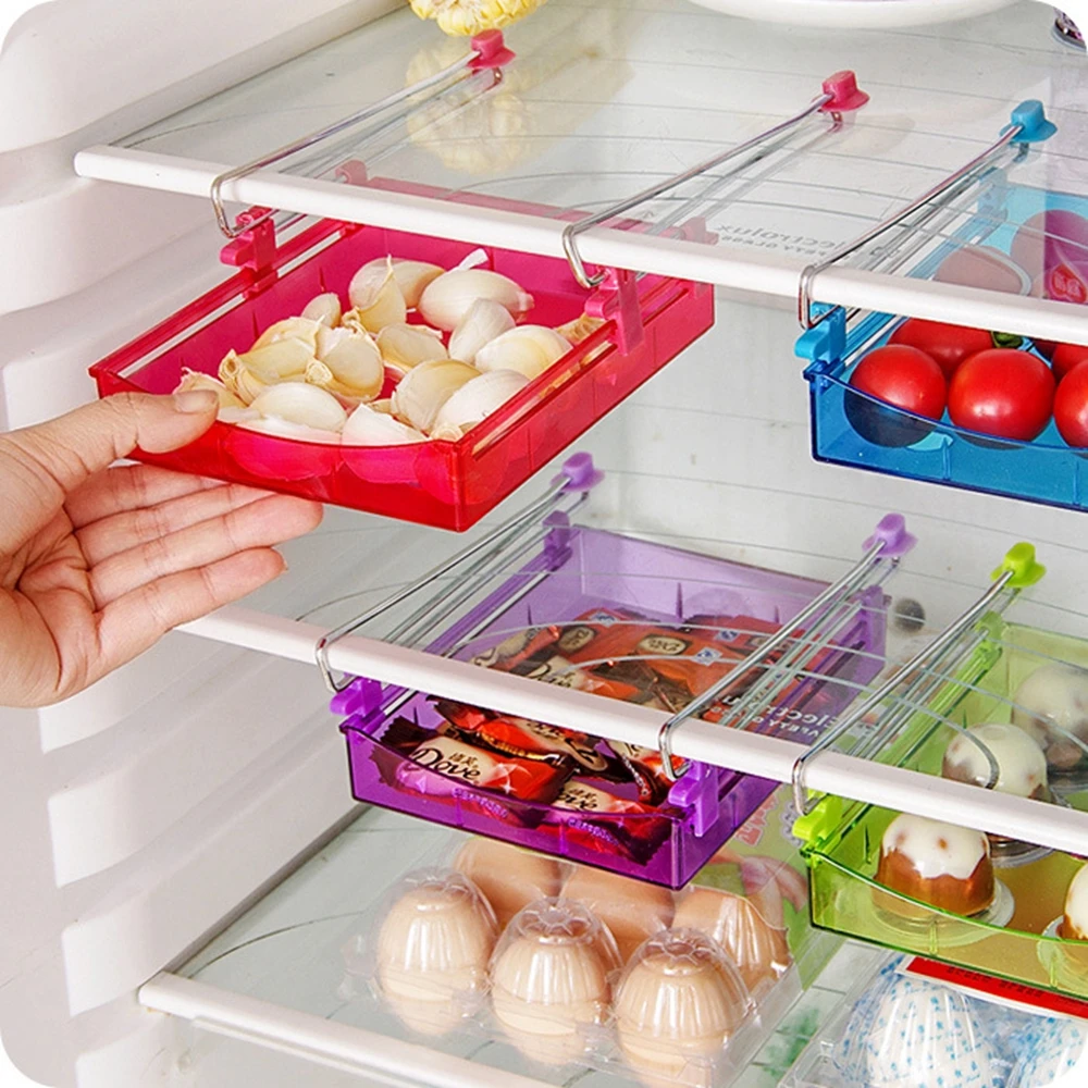 Холодильник стеллаж для хранения Слои раздела холодильник для хранения держатель выдвижной ящик организатор Кухня стеллаж