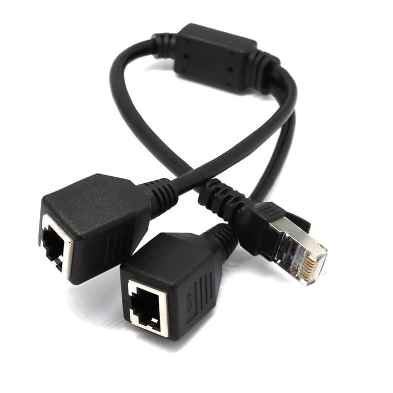 Разветвитель Y образного кабеля RJ45 Ethernet переходник с 1 на 2 порта переключатель