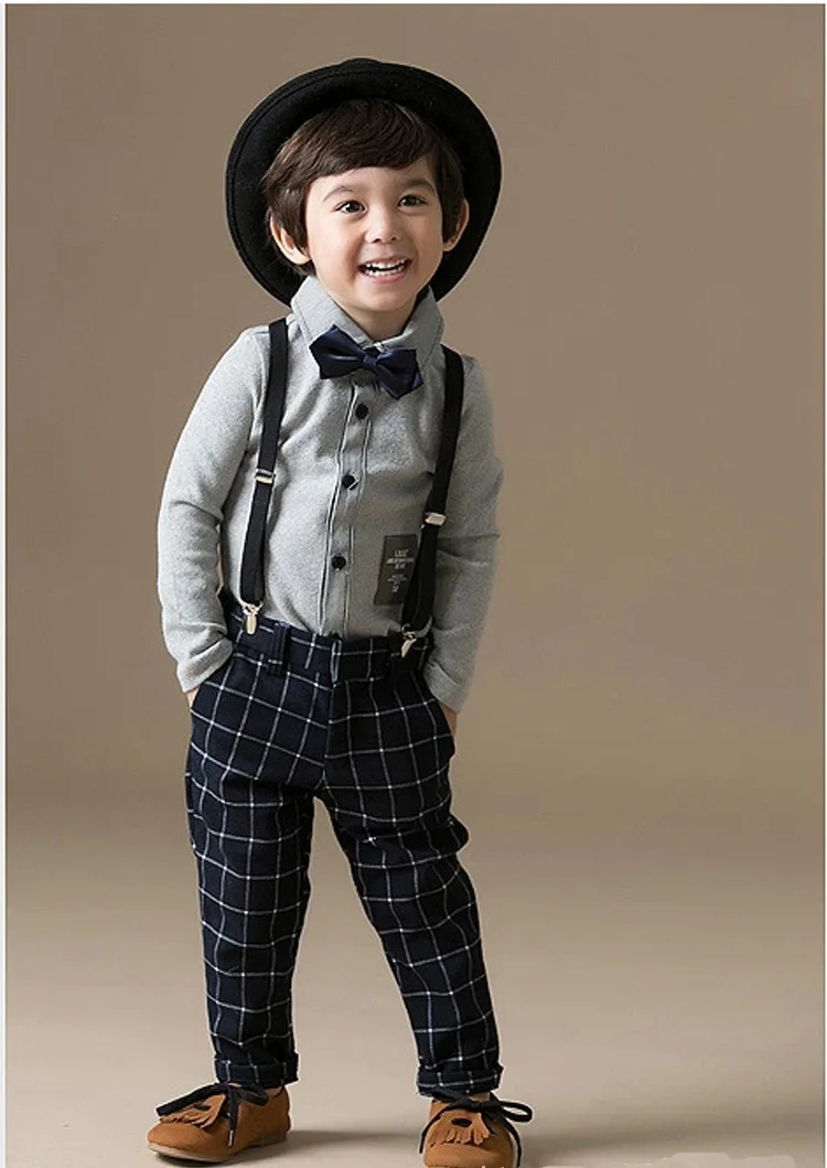 New children baby boys gentlemen clothes clothing set kids long sleeve