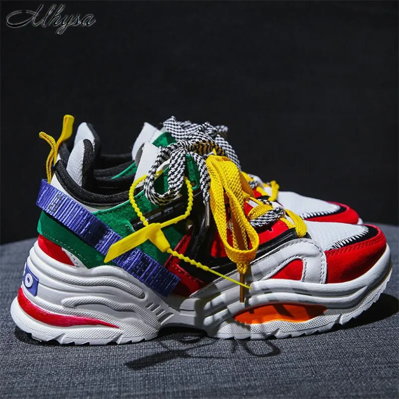 

Mhysa 2019 Spring Autumn new Trendy Women Sneakers Thick Sole Ladies Platform Shoes Web Celebrity Chunky Dad Sneakers S1207