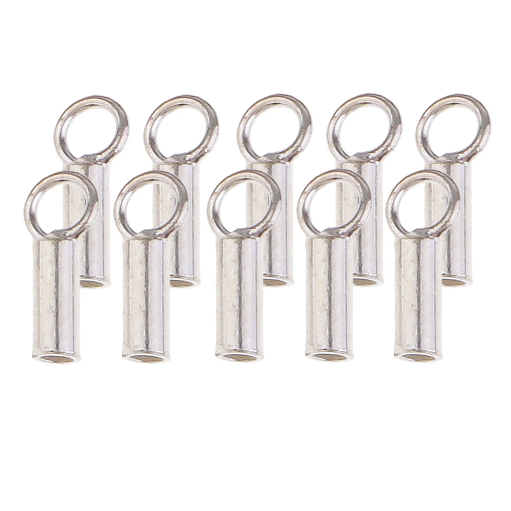 10pcs 925 Sterling Tube Crimp Beads Stopper Beading Cord End Beads Jewelry Making Findings