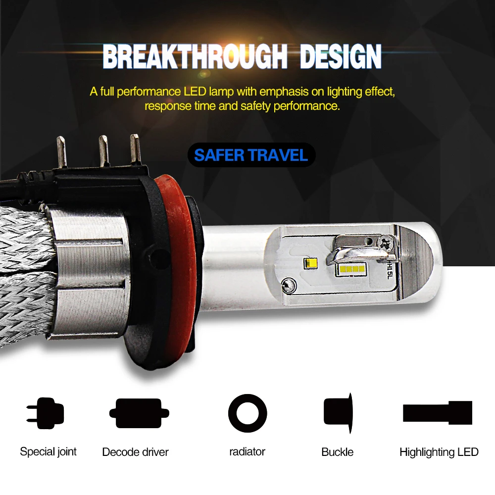 Современный автомобиль 8C H15 LED Фары для авто 80 Вт 8000lm H4 H7 H11 H1 H3 9005 9006 Canbus Epistar 6000 К