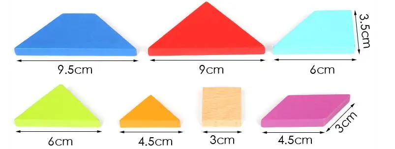 Деревянные Tangram 7 частей головоломки Красочные Игры Интеллектуальные Обучающие игрушки для детей