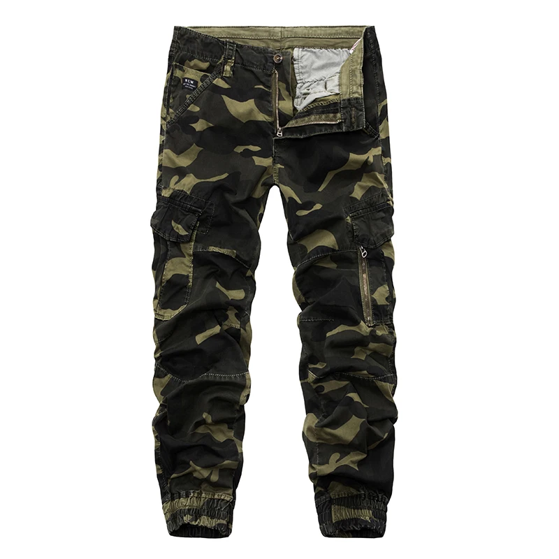 Мужские брюки-карго в стиле хип-хоп, уличные мужские шаровары, мужские камуфляжные армейские брюки с несколькими карманами, военные мешковатые хлопковые спортивные брюки
