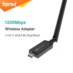 Dual Band 802.11ac 1200 Мбит/с USB 3,0 RTL8812AU Беспроводной-AC 1200 Wlan USB Wi-Fi Lan Dongle адаптер с антенной для ноутбуков Desktop