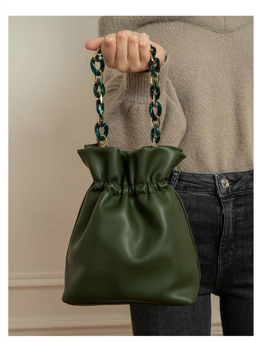 Роскошные сумки, женская сумка-мешок, известная акриловая сумка на цепочке, Женская винтажная сумка-мешок через плечо, кожаный кошелек