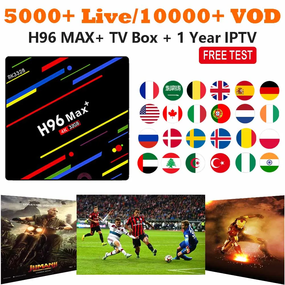 

H96 Max Plus TV Box Android 9.0 with 1 year IPTV subscription 5000+ Live 10000+ VOD IPTV Arabic French Canada 4K Smart IPTV Box