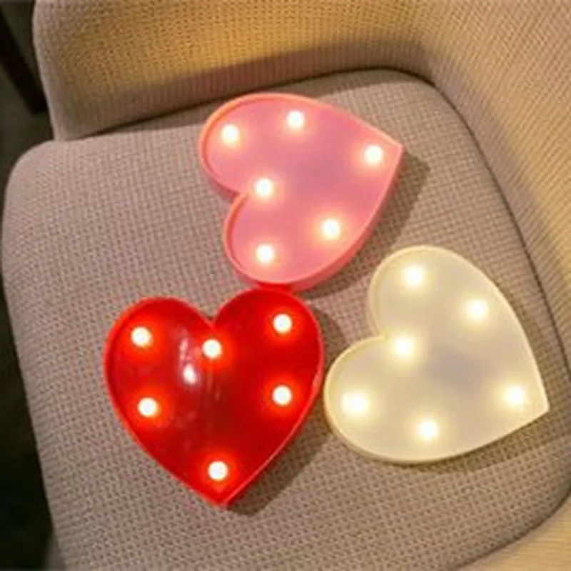

3D Love Heart Marquee Letter Lamps Indoor Decorative Nights Lamps LED Night Light Wedding Decor Romantic Valentine's Day Gift