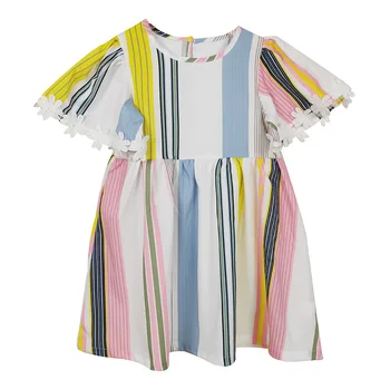 

colorful stripe flower dress for teenage girls princess party frocks 2019 summer holiday beach sundress big kids clothes